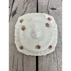 Royal Stafford Bone China Covered Butter Dish Pink Rose Cottage Core